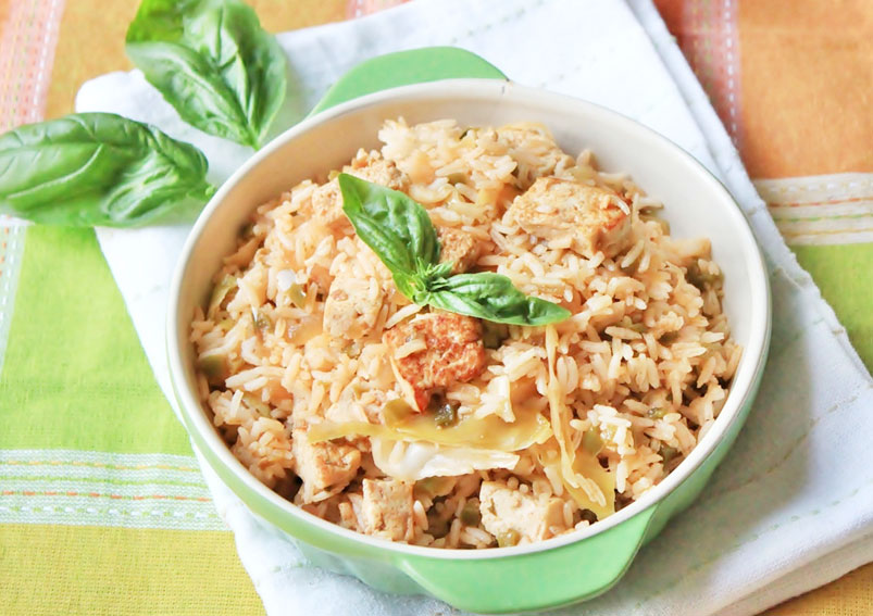 Indo Chinese Style 5 Spice Tofu and Bean Sprouts Rice Recipe
