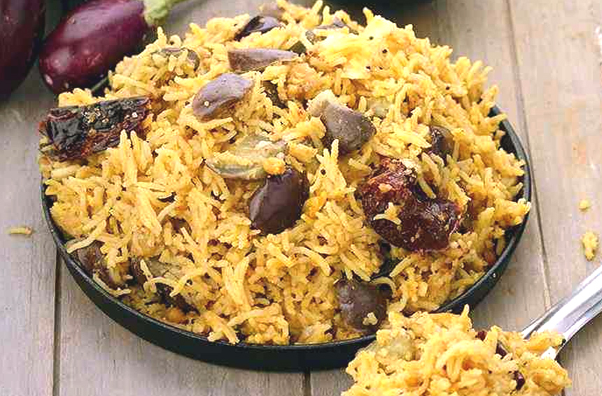 Maharashtrian Style Brinjal Rice Recipe