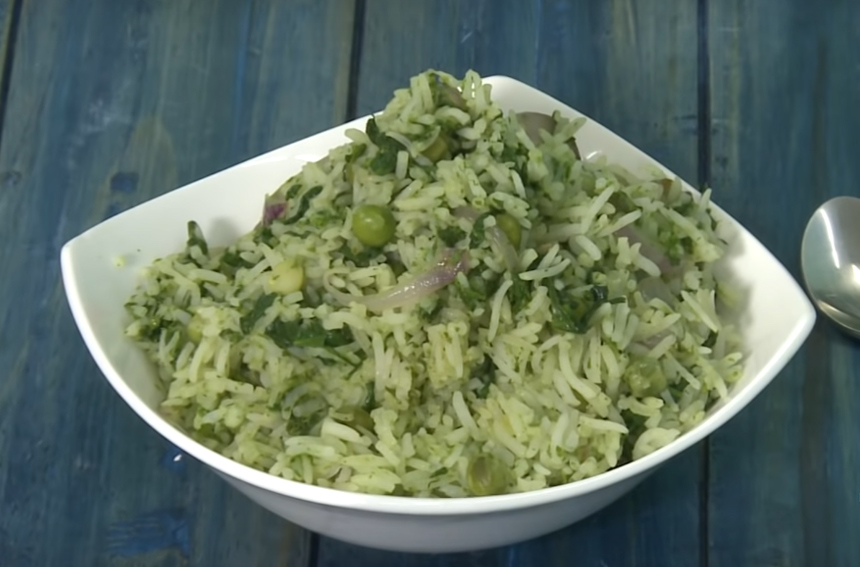 Easy Green Pea and Spinach Rice Recipe
