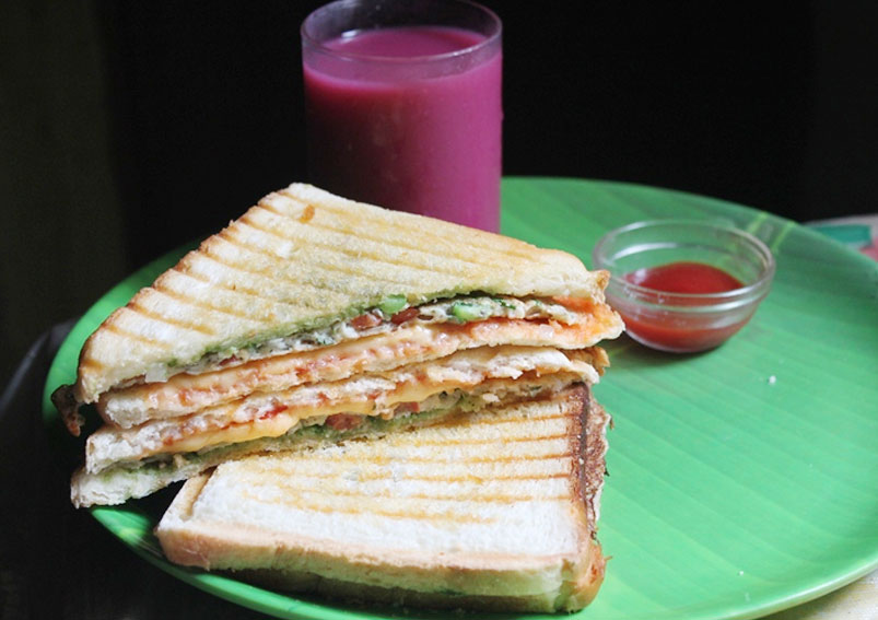 Grilled Egg Bhurji Sandwich Recipe