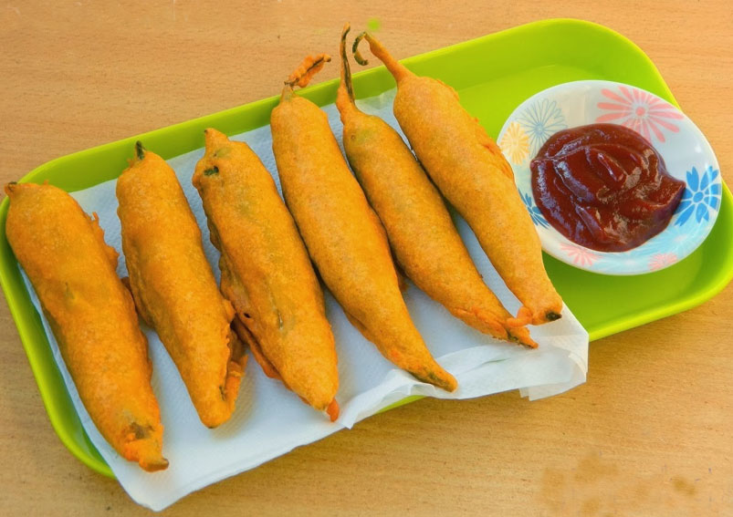 Rajasthani Mirchi Vada Dish - Tasty Snack Food Cooking Process