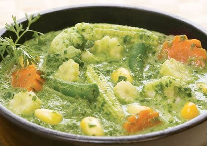 Vegetables In Green Gravy Recipe